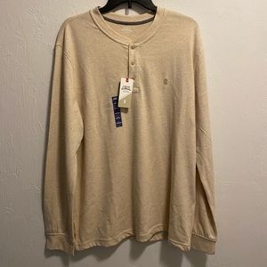 Izod Saltwater Relaxed Classic Long Sleeve Cream Henley Tee